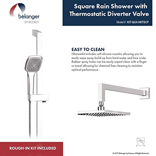 Keeney Belanger KIT-QUA140TCP Rain Thermostatic Dual Function Complete hower