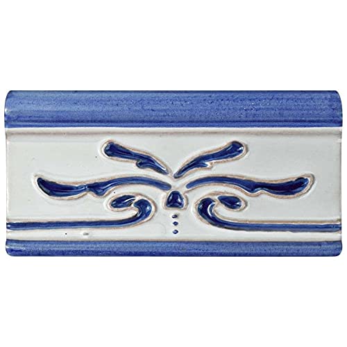 Ceramic Wall Trim Tile Blue White Rectangular Glossy - Diamond Home USA