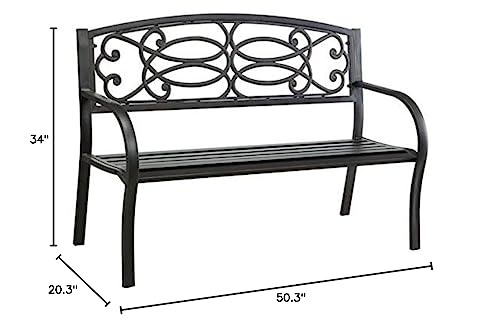 Furniture of America Flints Black Iron Outdoor Garden Bench - Diamond Home USA