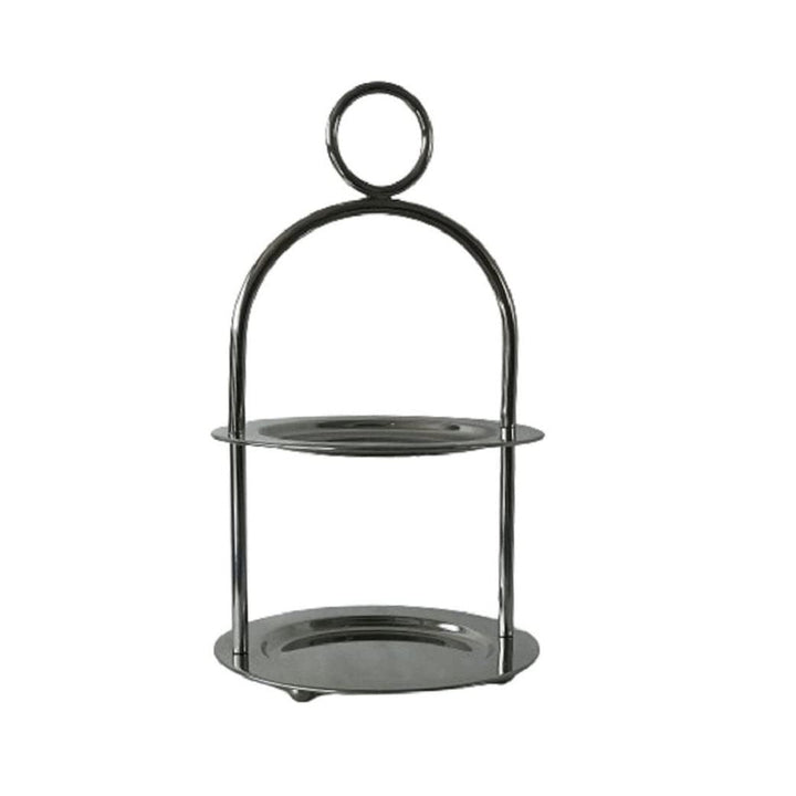 Silver Round 2 Tier Cake nd 7.5" Dia 13.5" H 7.75x7.75x13.5 Solid Classic