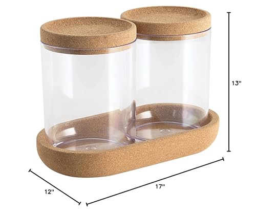 Canister with Cork Tray Set Brown Nature Casual Plastic Multi-Size - Diamond Home USA
