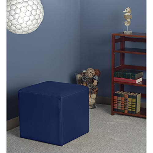 Jute Square Ottoman- Blue Modern Contemporary Leather Armless - Diamond Home USA