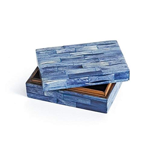 Rectangular Decorative Box Blue Transitional Bone Wood Natural Finish Storage - Diamond Home USA