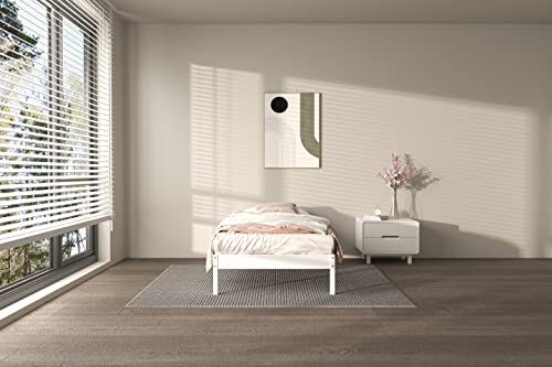 Urban Home Furniture Pine Wood Basic Platform Bed Frame Wood Slat Supports No White - Twin - Diamond Home USA