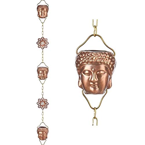 Buddha Pure Copper 8.5-Foot Rain Chain Brown