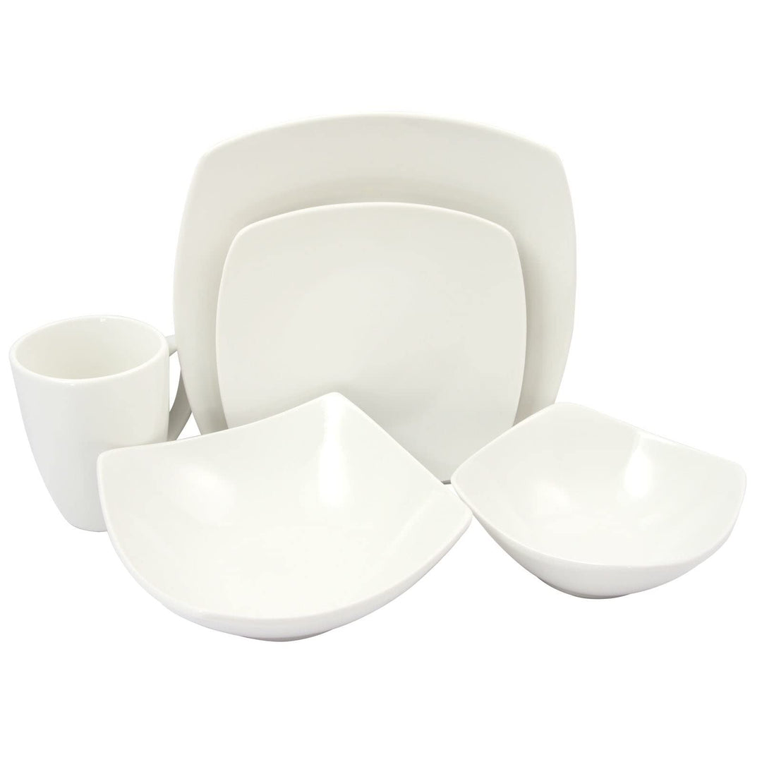 Buffetware 30 Pc Dinnerware Set White Solid Modern Contemporary Round Square