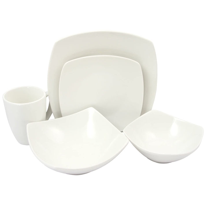 Buffetware 30 Pc Dinnerware Set White Solid Modern Contemporary Round Square