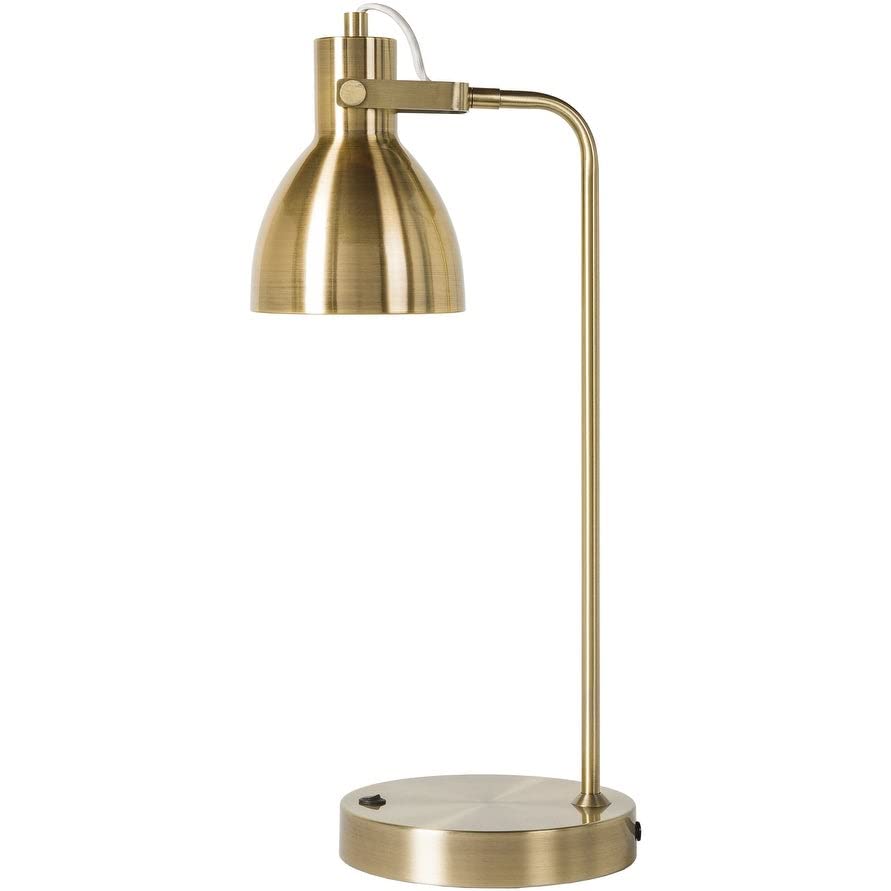 Sleek Brass-Plated Desk Lamp 20" h X 7" w 12" d Brass Modern Contemporary - Diamond Home USA