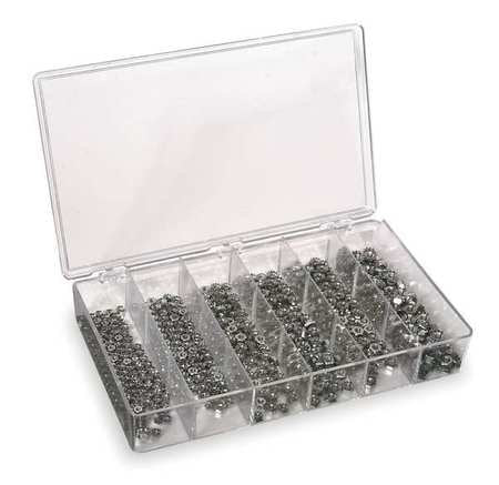 Zinc Plated Finish Steel Keps w/External Tooth Washer Hex Lock Nut Assortment