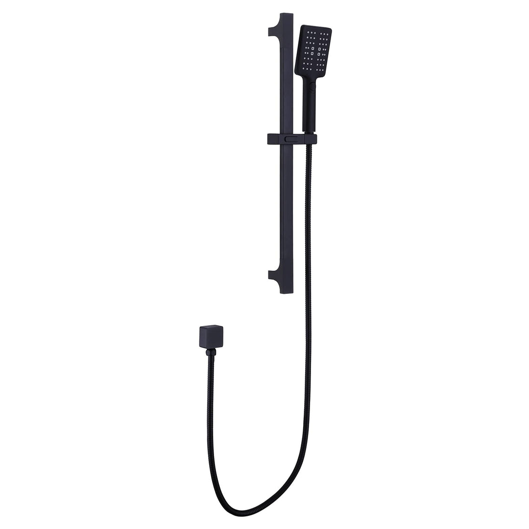 Square 3 Functions Handheld Shower with Slide Bar Black Modern Contemporary - Diamond Home USA