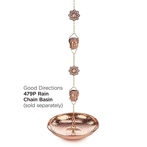 Buddha Pure Copper 8.5-Foot Rain Chain Brown - Diamond Home USA
