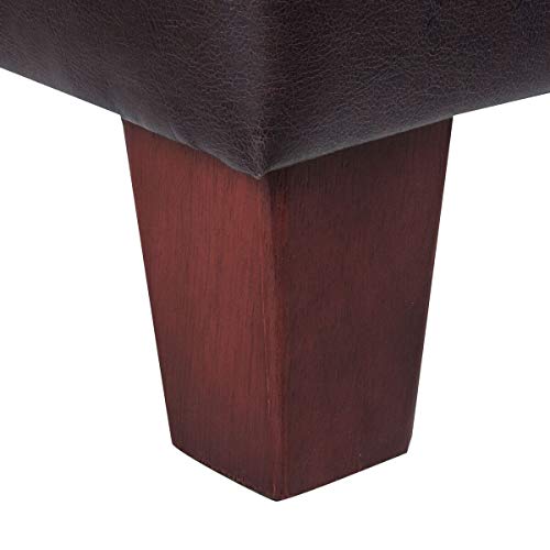 Luxury Large Brown Faux Leather Storage Ottoman Table Living Room Solid - Diamond Home USA
