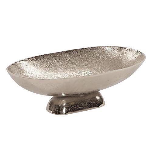 Textured Footed Bowl In Bright Silver Large Aluminum - Diamond Home USA