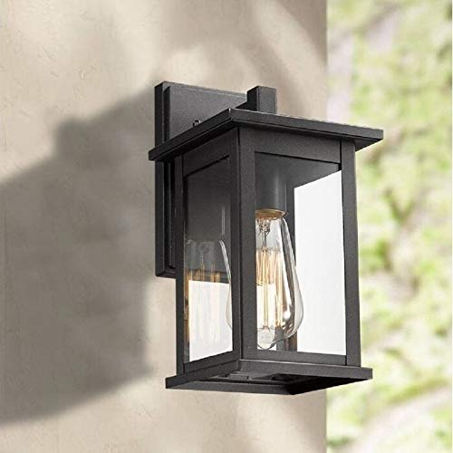 Outdoor Wall Lantern with Clear Glass Traditional Aluminum Black Includes