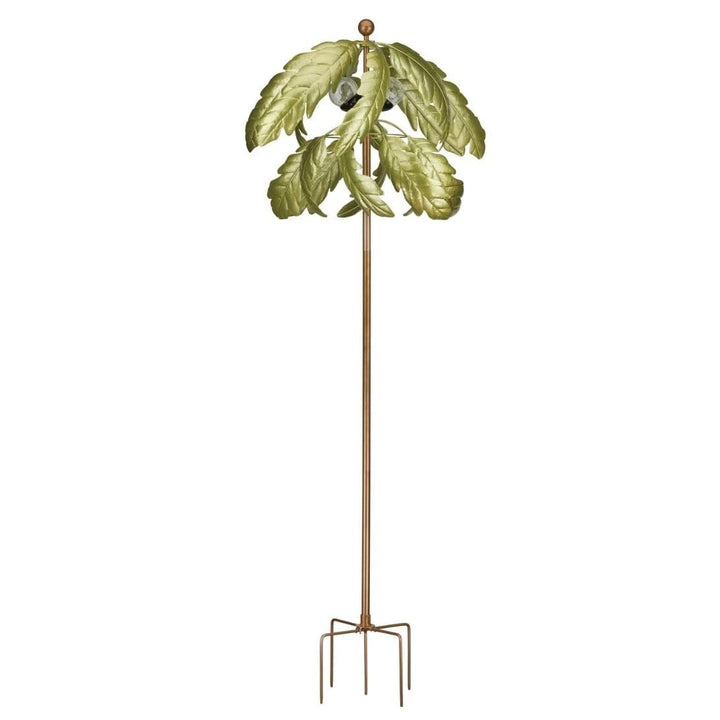 Vertical Solar Wind Spinner Palm Tree Green Metal - Diamond Home USA