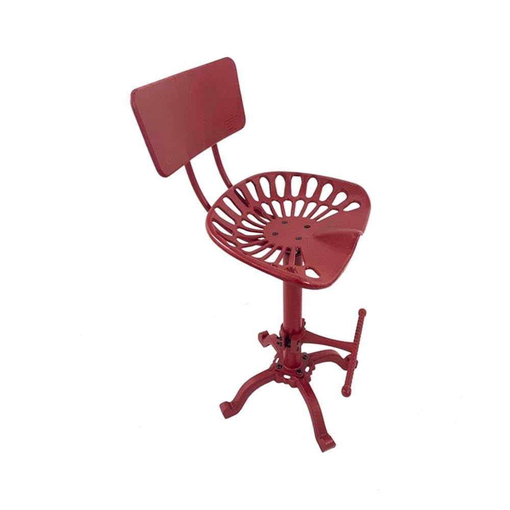 Carolina Classic August Tractor Seat Stool with Back in Red - Diamond Home USA