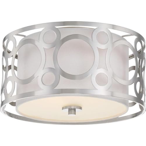 Nuvo 60/5942 45923659423 Two Light Flush Mount 2 Brushed Nickel/White Linen - Diamond Home USA
