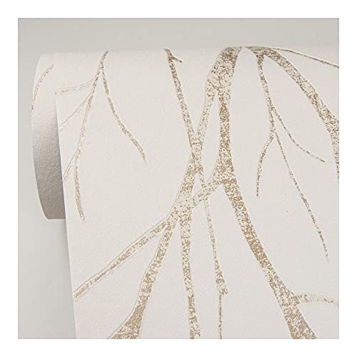 Gold Metallic Tree Wallpaper 21 X Nature Modern Contemporary Wildlife Vinyl - Diamond Home USA
