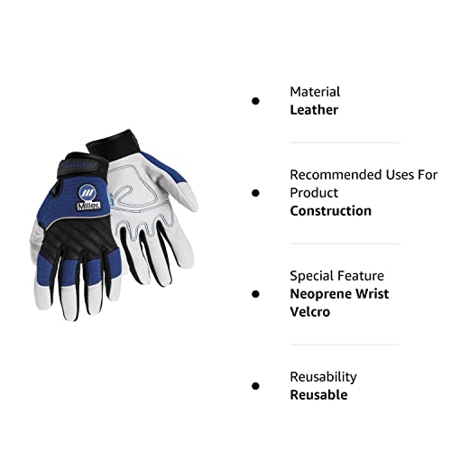 Miller Electric Metal Working Gloves - Large Black and Blue (251067) - Diamond Home USA