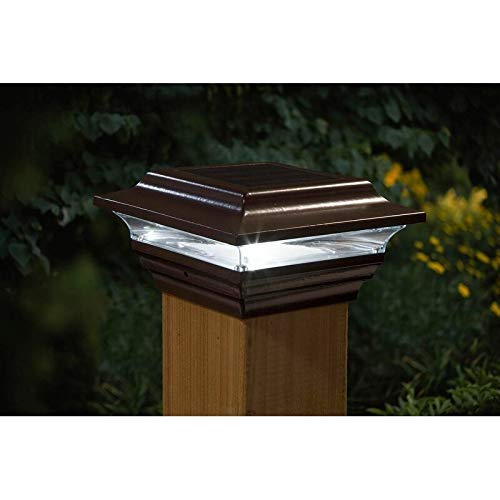 4x4 Bronze Imperial Solar Post Cap (Set of 2) Brown Energy Efficient Led Lights - Diamond Home USA