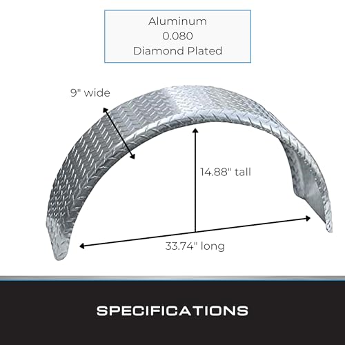 Trailer Fenders Single Axle - Diamond Plated - Aluminum Trailer Fender - - Diamond Home USA