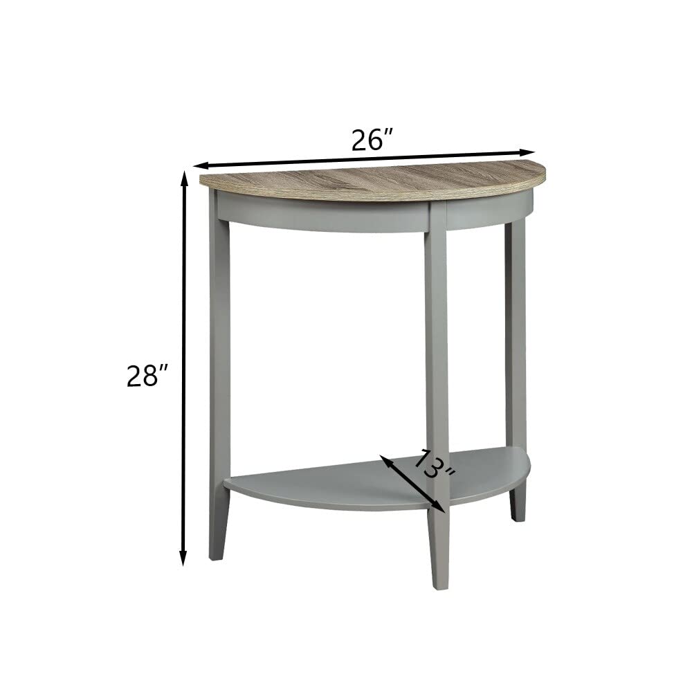 26 in. Gray Half Moon Wood Console Table with Storage Grey Modern Contemporary - Diamond Home USA