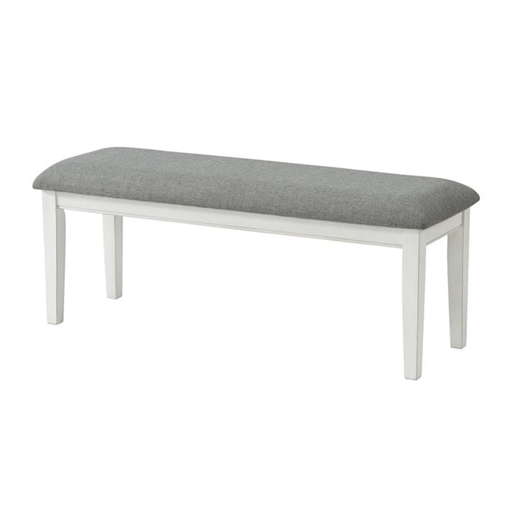 Martin Svensson Home Del Mar Dining Bench Antique White and Grey Linen Single - Antique White and Grey - Dining Height