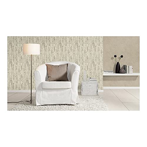 Ivory Weathered Oak Panels Wallpaper 21 X Off/White Traditional Vinyl - Diamond Home USA