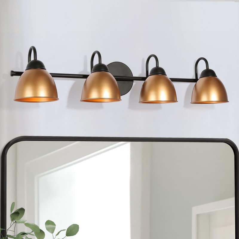 Modern Black Gold 4-Light Bathroom Vanity Light L 30.5" * W 7" H Industrial