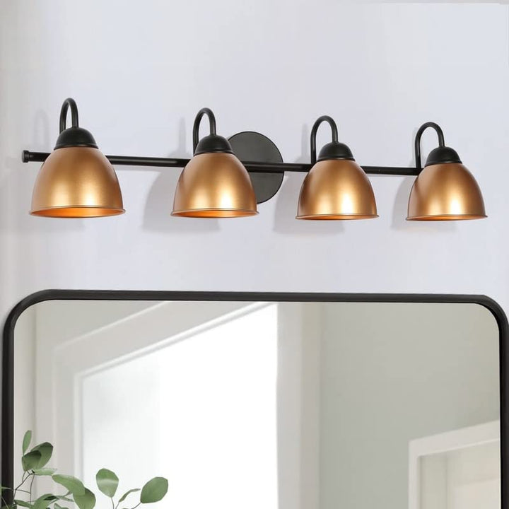 Modern Black Gold 4-Light Bathroom Vanity Light L 30.5" * W 7" H Industrial