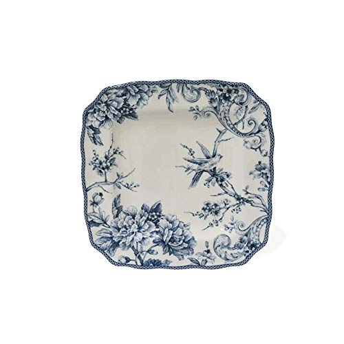 Blue 16-Piece Dinnerware Set Service for 4 White Floral Porcelain 16 Piece