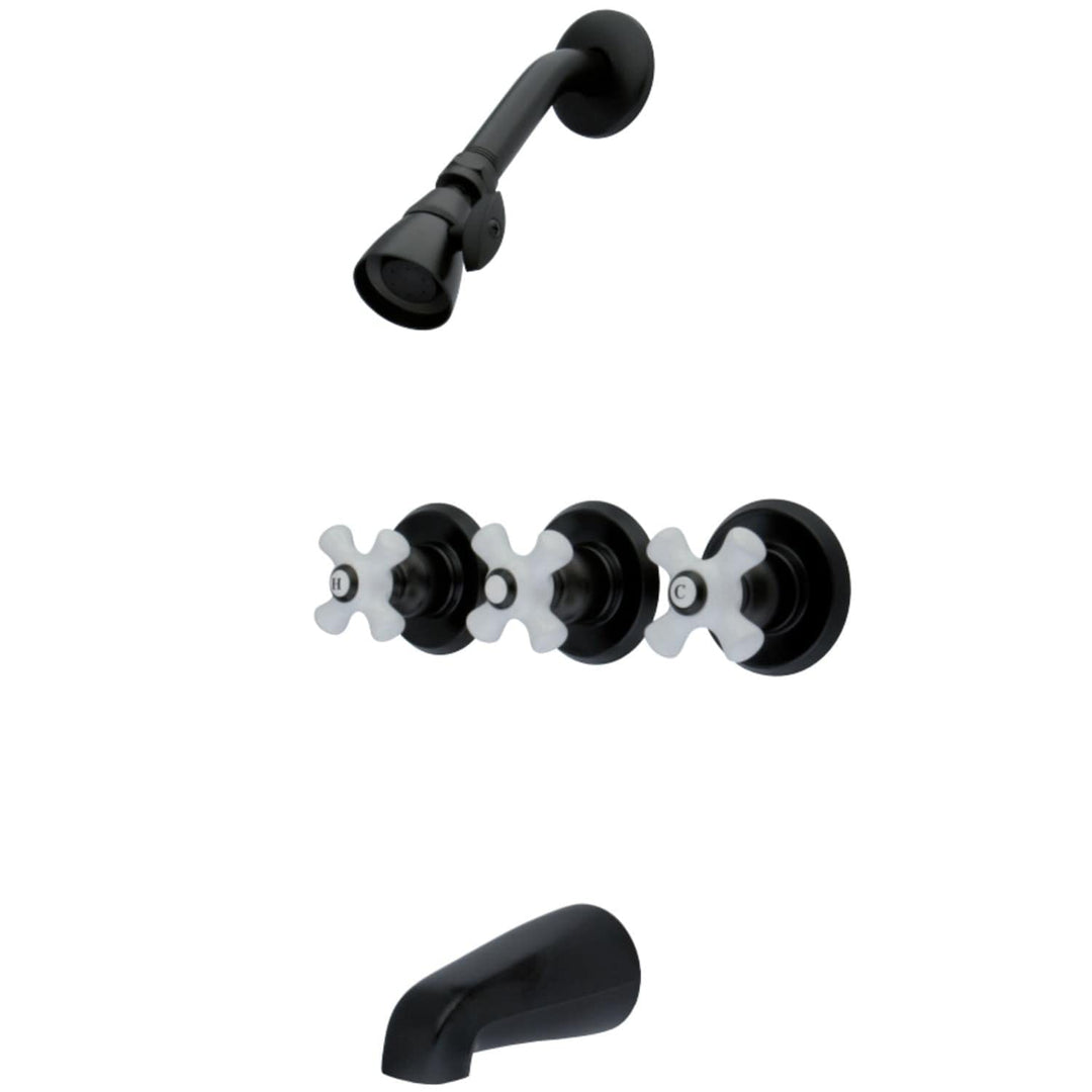Kingston Brass Victorian Three-Handle Tub and Shower Faucet