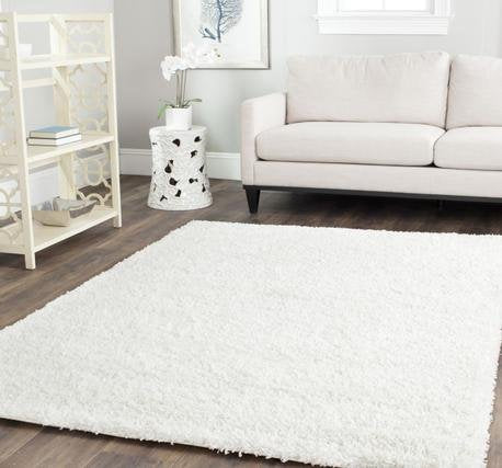 SAFAVIEH California Premium Shag Collection 4' Square White SG151 Non-Shedding - Diamond Home USA