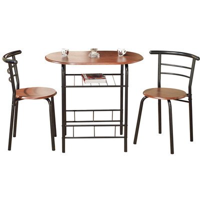 Oval Bistro 3 Piece Compact Dining Set ( Pack of 3 ) Black/Espresso - Diamond Home USA