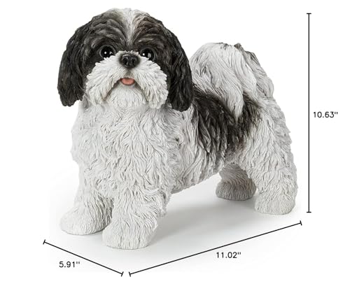 Dog-Black/White Tzu Standing Statue Multi Color Polyresin - Diamond Home USA