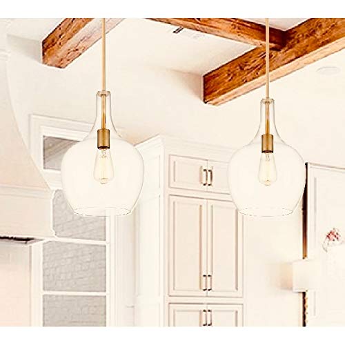 Retro Modern Clear Glass Mini in Antique Brass Gold Contemporary Metal Dimmable - Diamond Home USA