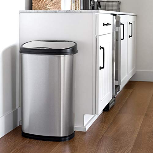 NINESTARS DZT-50-25 Motion Sensor Trash Can Large Silver - Diamond Home USA