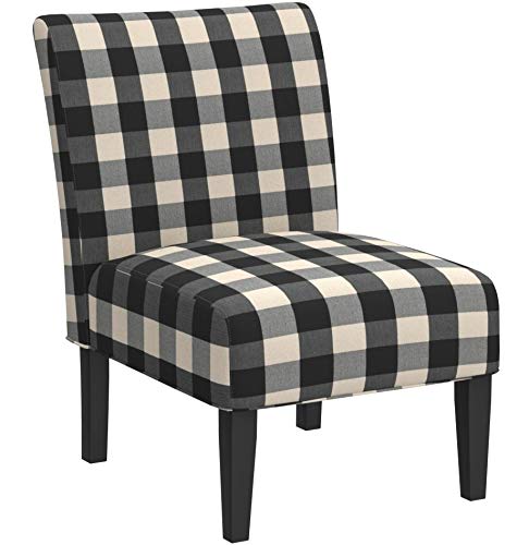 Christopher Knight Home Kendal Traditional Upholstered Farmhouse Accent Chair black checkerboard + matte black - Diamond Home USA