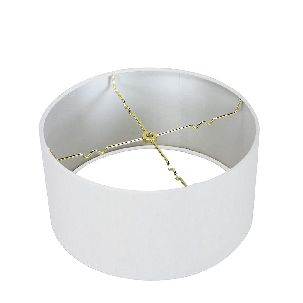 White Linen Hardback Shallow Drum Lampshade 16x16x9 Modern Contemporary - Diamond Home USA
