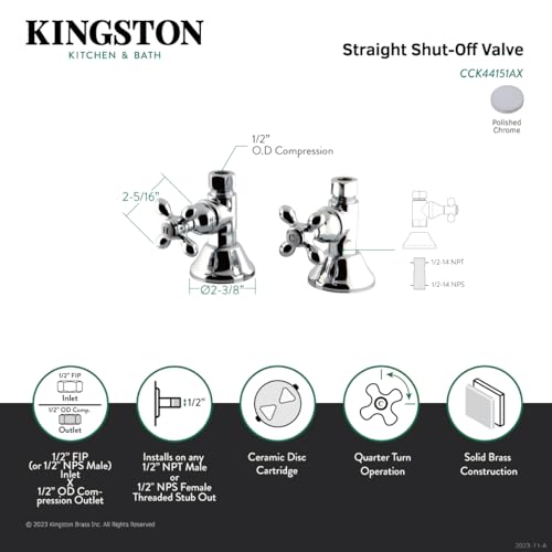 Kingston Brass CCK44151AX Trimscape 1/2 Inch FIP x 1/2 O.D. Compression Polished Chrome