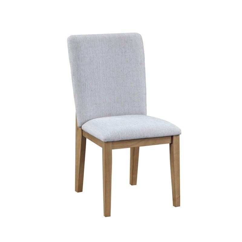 Set of 2 Gray Linen Fabric Dining Chair Grey Modern Contemporary Upholstered Oak - Diamond Home USA