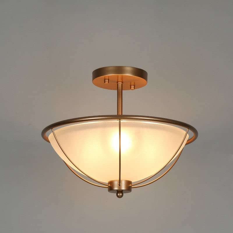 Mid-century Modern 3-light Gold Semi-flush Mount Ceiling Glass Light 13" D X 11" - Diamond Home USA