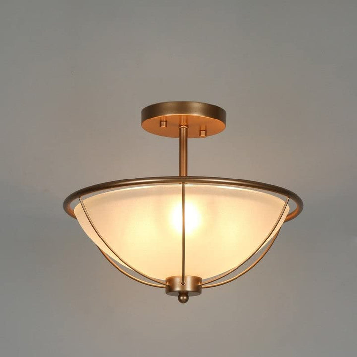 Mid-century Modern 3-light Gold Semi-flush Mount Ceiling Glass Light 13" D X 11" - Diamond Home USA