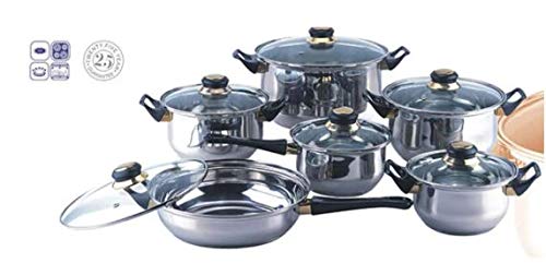 Blackstar 12 Piece Stainless Steel Cookware Set Features Clear Glass Lids