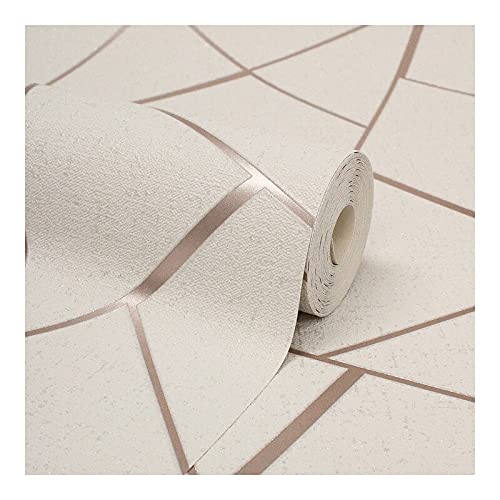 Quartz Rose Gold Fractal Wallpaper 20.5 X Grey Geometric Vinyl Washable - Diamond Home USA