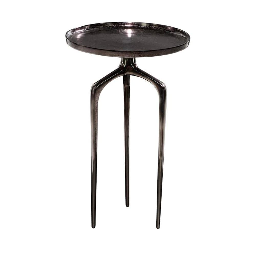 Fine Line Metal Round Contemporary Accent End Table Black Modern Metallic Finish - Diamond Home USA