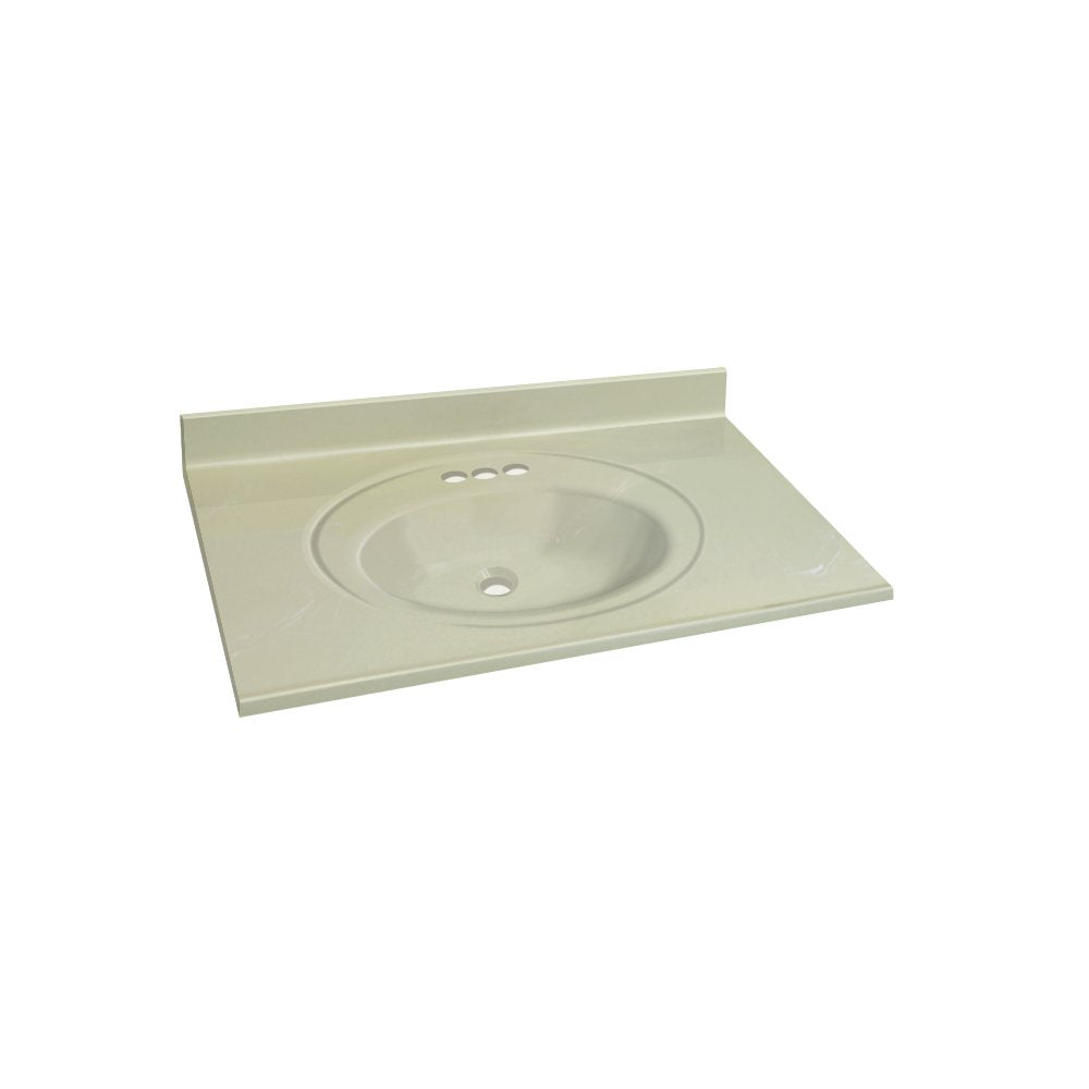 Translid 1409-7622 31-in x 22-in Cultured Marble Bathrm Vanity Tp in White White on Bone