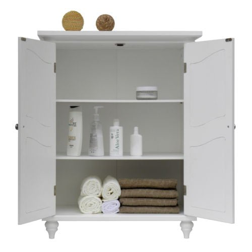 2 Door Floor White Bathroom Cabinet Elegant Style and Plenty of Storage - Diamond Home USA