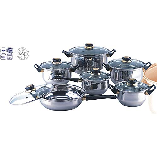12-piece Stainless Steel Cookware Set Silver Metal 12 Piece
