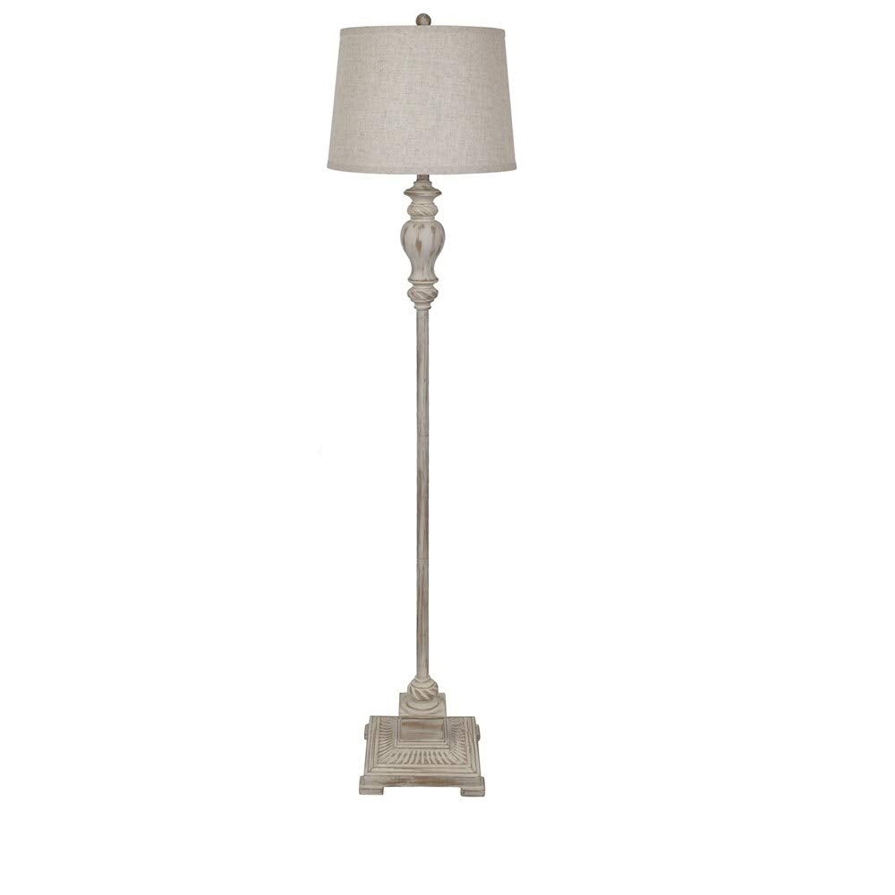 Modern Distressed Floor Lamp 3Way Contemporary Reading Light with Beige Shade